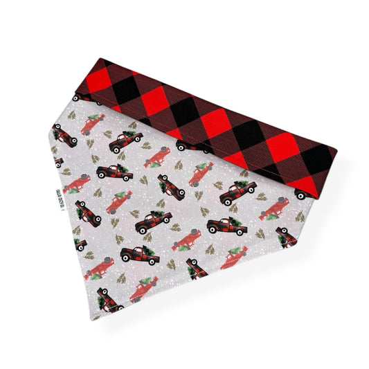 Rustic Red Trucks Snap On Bandana