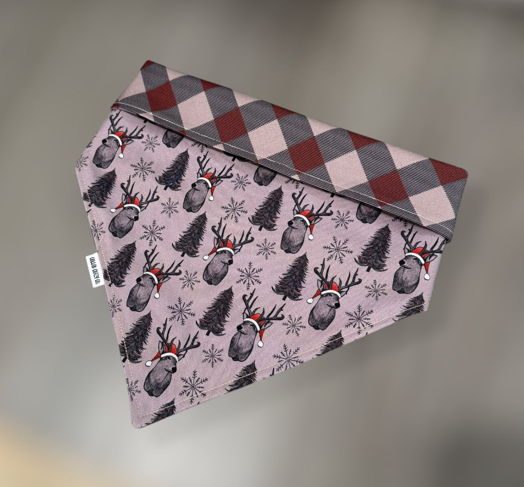 Plaid Deer Snap On Bandana