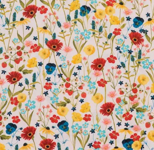 Spring Wildflowers Dog Collar - Martingale or Buckle Style - Embroidery Available