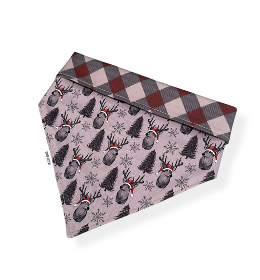 Plaid Deer Snap On Bandana