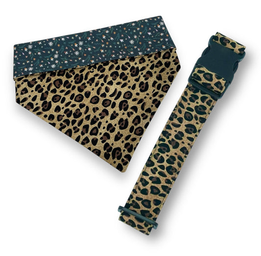 Leopard Print Dog Collar - Martingale or Buckle Style - Embroidery Available