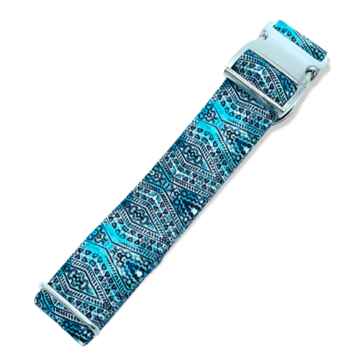 Teal Aztec Dog Collar - Martingale or Buckle Style - Embroidery Available