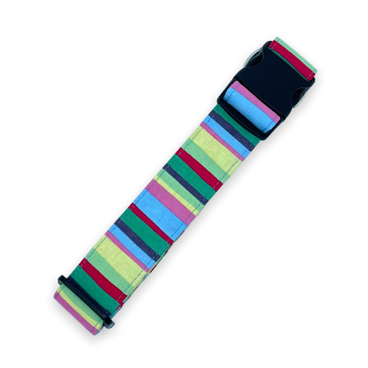 Pastel Stripes Dog Collar - Martingale or Buckle Style - Embroidery Available