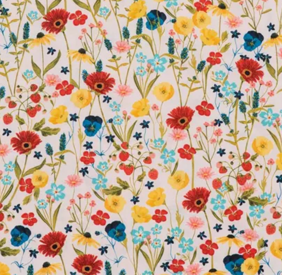 Spring Wildflowers Dog Collar - Martingale or Buckle Style - Embroidery Available