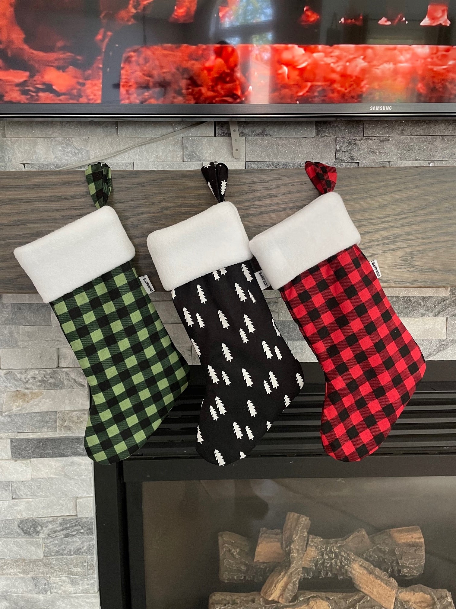 Buffalo plaid on sale dog stocking